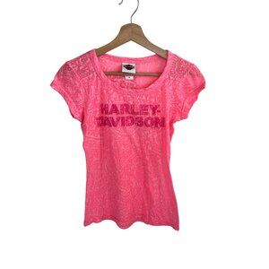 Harley-Davidson Short Sleeve Pink Graphic Tee Women's Size M Motorcycle Tshirt